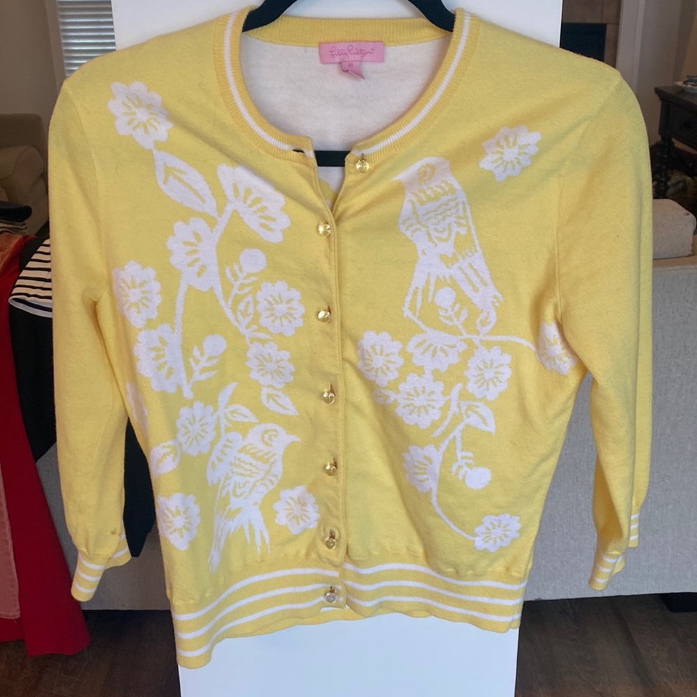 Lily Pulitzer Paley Cardigan in Lemon Sorbet Motif Size M